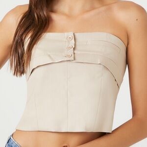 Elegant Cream Strapless Top